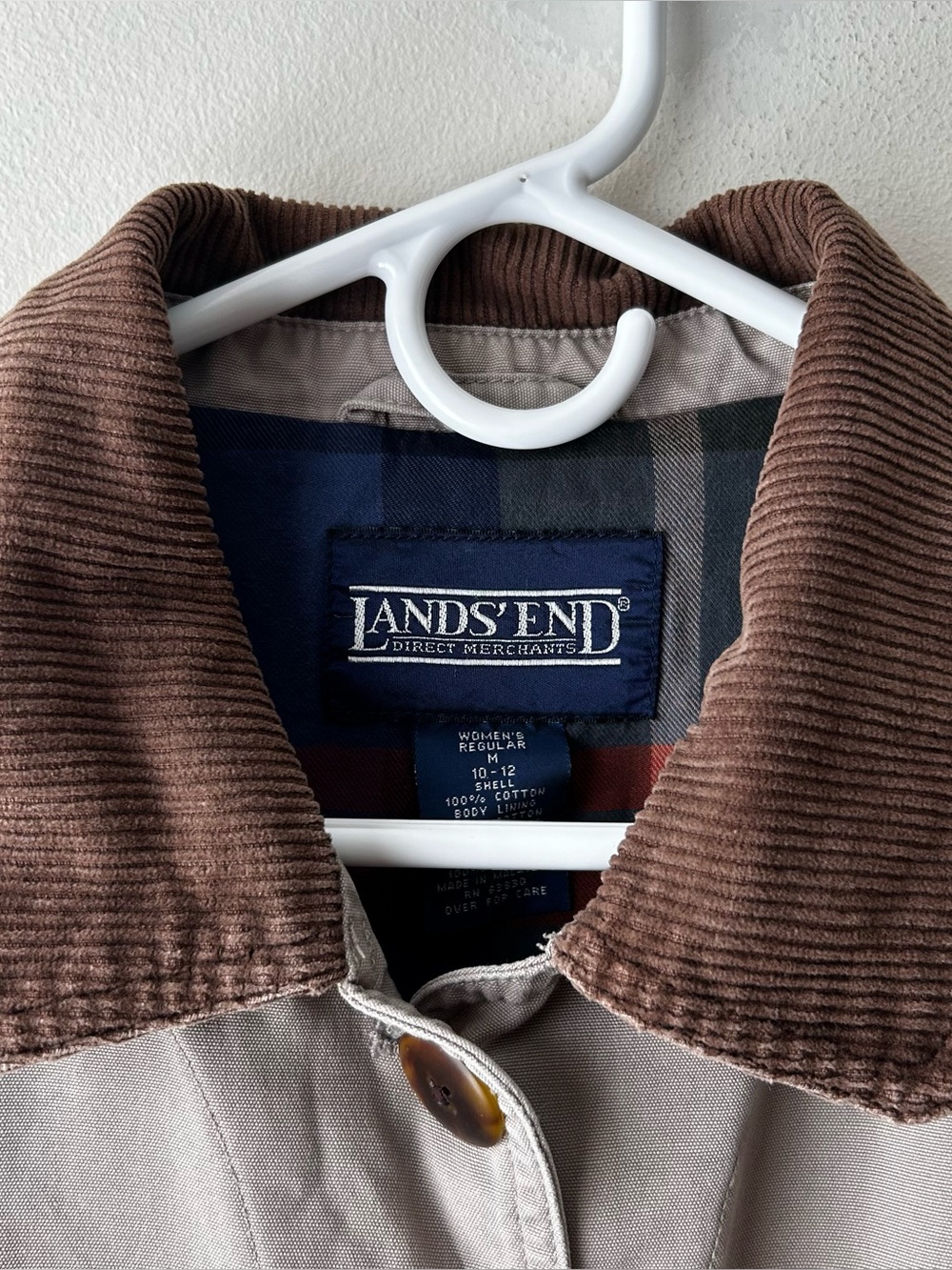 Vintage Lands End Barn Chore Workwear Jacket Coat Corduroy Collar Flannel Lined - Picture 3 of 8